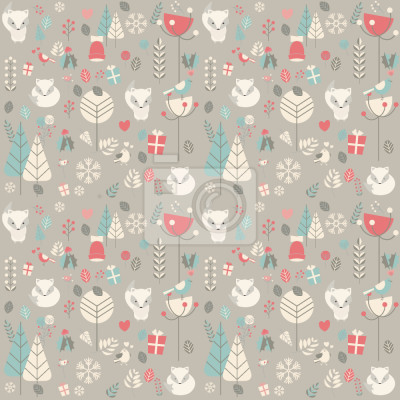 Tapete Winterfüchse Geschenke und Waldpflanzen