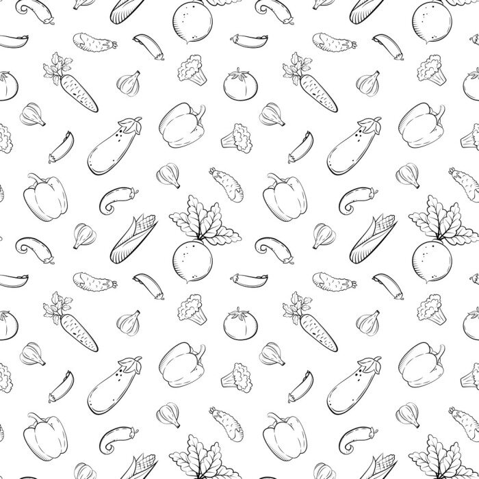 Tapete Winziges Gemüse auf weißem Hintergrund