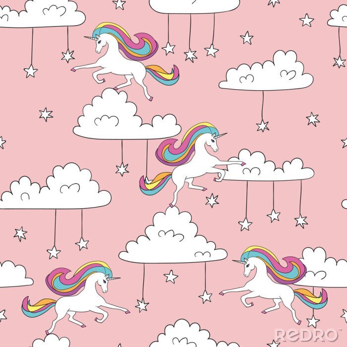 Tapete Wolken mit hängenden Sternen