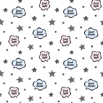 Tapete Wolken mit Schriftzug und Sternchen