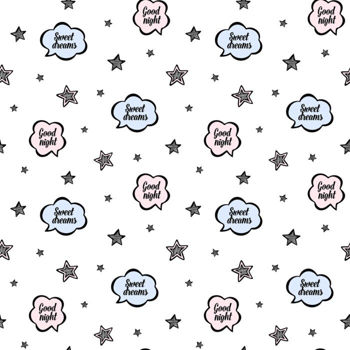 Tapete Wolken mit Schriftzug und Sternchen