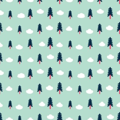 Tapete Wolken zwischen grünen Bäumen