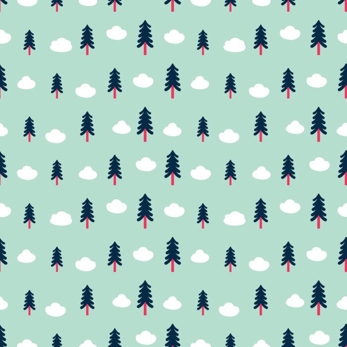 Tapete Wolken zwischen grünen Bäumen