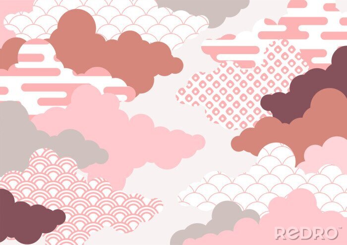 Tapete 和柄を用いた雲の背景イラスト　エ霞　青海波　鹿の子絞り