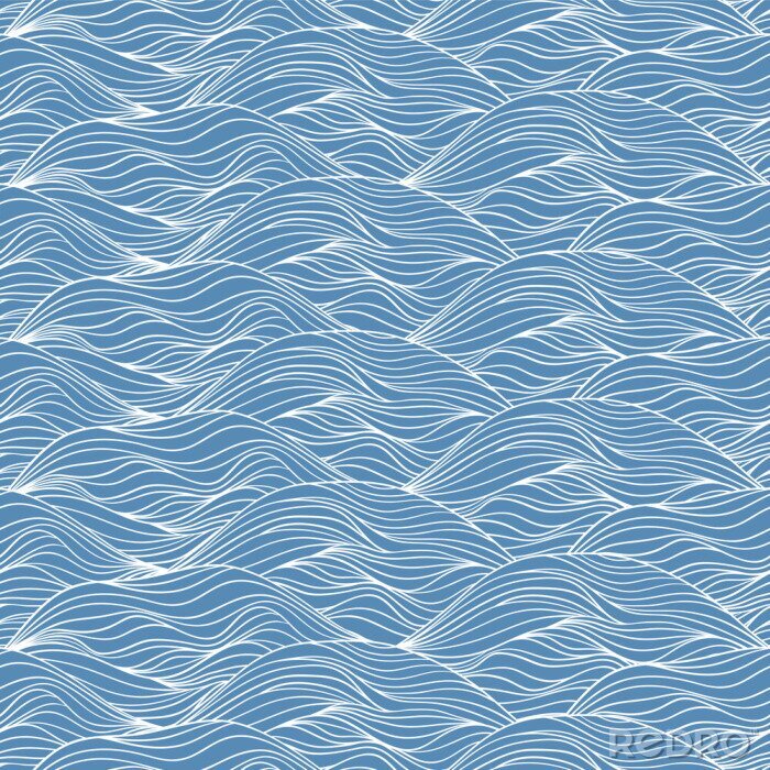 Tapete Zarte blaue Wellen mit Streifen