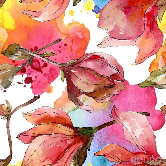 Tapete Zarte Blumen mit Aquarellfarben gemalt