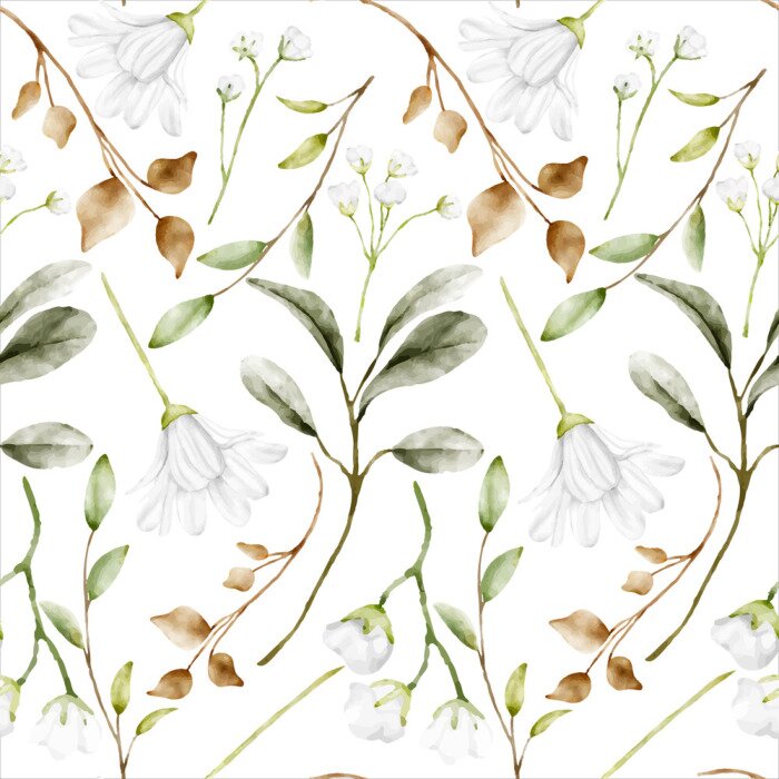 Tapete Zarte Blumen und Herbstgräser