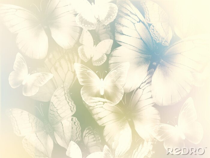 Tapete Zarte Creme-Schmetterlinge