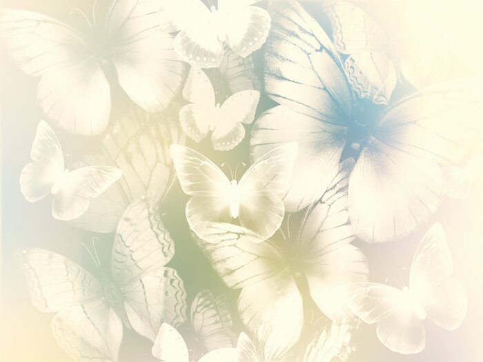 Tapete Zarte Creme-Schmetterlinge
