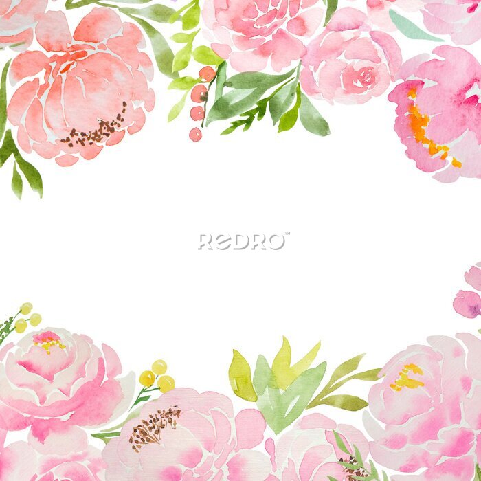 Tapete Zarte Komposition aus rosa Blumen