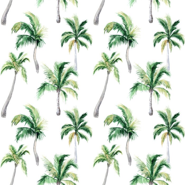 Tapete Zarte Palmen auf weißem Hintergrund