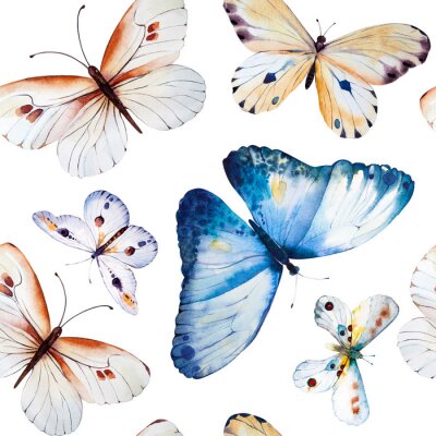 Tapete Zarte Schmetterlinge im Vintage-Stil