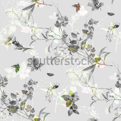 Tapete Zarte Zweige mit Blättern