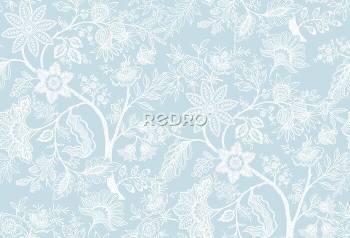 Tapete Zartes Blumenornament