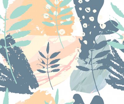 Tapete Zartes Laub in Pastellfarben