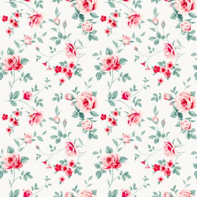 Tapete Zartes Muster mit Rose und Blättern