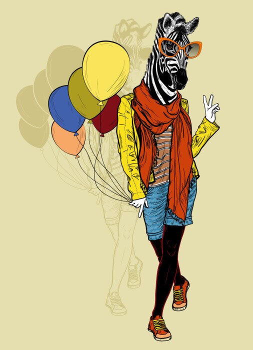 Tapete Zebra mit einem Haufen Luftballons