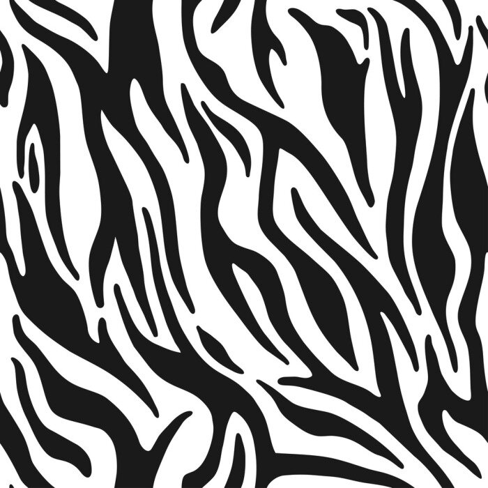 Tapete Zebra print. Stripes animal skin, tiger stripes, abstract pattern, line background. Black and white vector monochrome seamles texture.