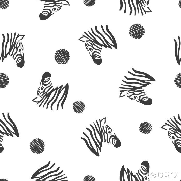 Tapete Zebraköpfe und schwarze Kreise