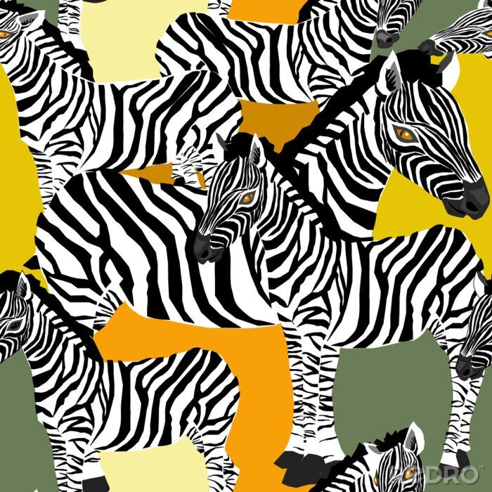 Tapete Zebras mit bunten Augen und farbenfrohem Hintergrund