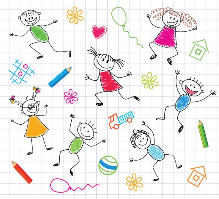 Tapete Zeichnungen aus Notizheft