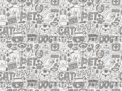 Tapete Zeichnungen von Haustieren