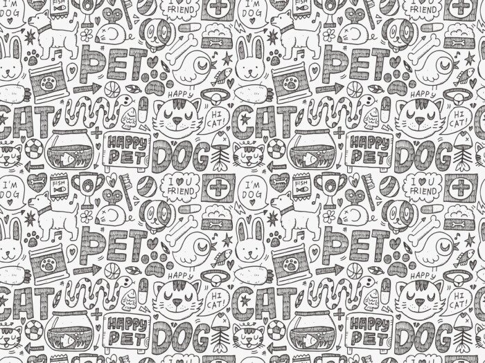 Tapete Zeichnungen von Haustieren