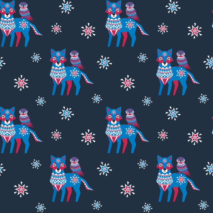 Tapete Zierwolf und bunte Eule