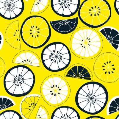 Tapete Zitronen in ganzen Hälften und Vierteln