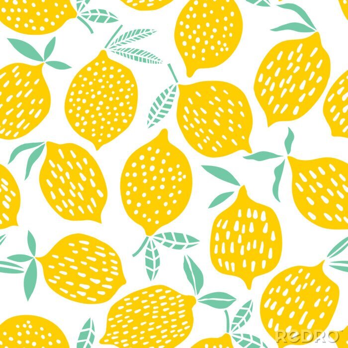 Tapete Zitronen mit dekorativen Punkten