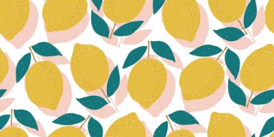 Tapete Zitronen Muster Vintage