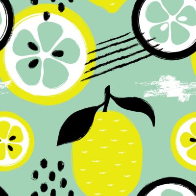 Tapete Zitronenstücke und -scheiben auf Meereshintergrund