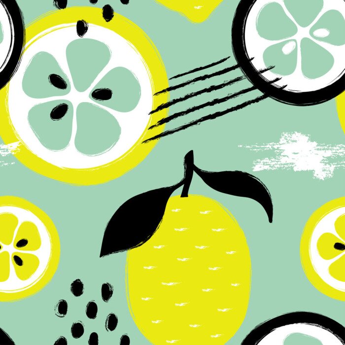 Tapete Zitronenstücke und -scheiben auf Meereshintergrund