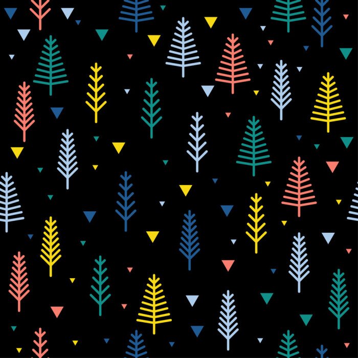 Tapete Zusammenfassung Wald nahtlose Muster Hintergrund. Kindliche einfache Hand gezeichnete Abdeckung