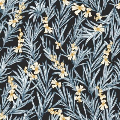 Tapete Zweige von Rosmarin auf dunklem Hintergrund