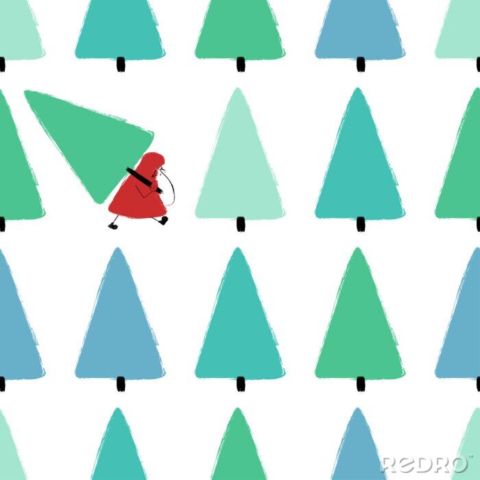 Tapete Zwerg mit einem Weihnachtsbaum in einem Nadelwald