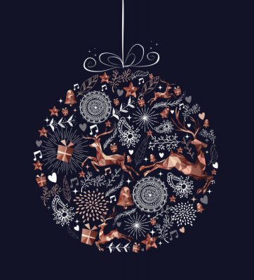 Weihnachten Christmas bauble ball with copper low poly deer